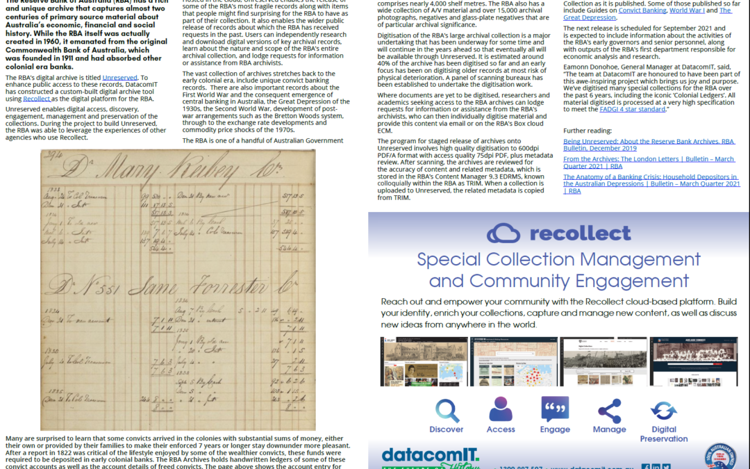 RBA unveils its online archive (DatacomIT custom-built solution, using Recollect) – IDM Magazine 2021